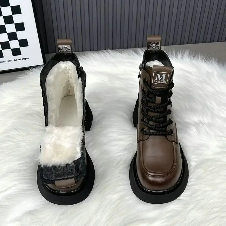Women's Brown Thick-Soled Martin Boots 2025 Winter — feature 7