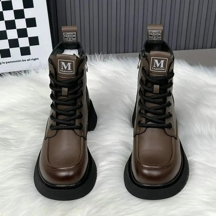 Women's Brown Thick-Soled Martin Boots 2025 Winter — feature 8