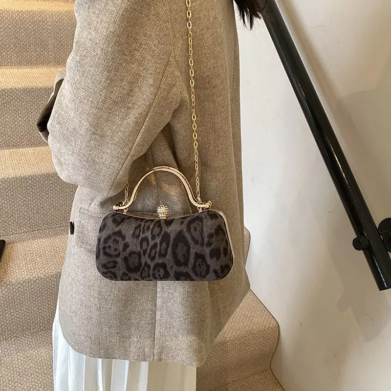 Leopard Print Chain Shoulder Bag Women 2024