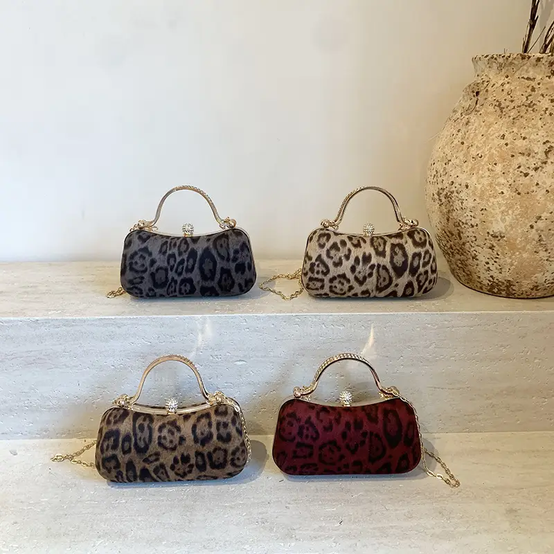Leopard Print Chain Shoulder Bag Women 2024