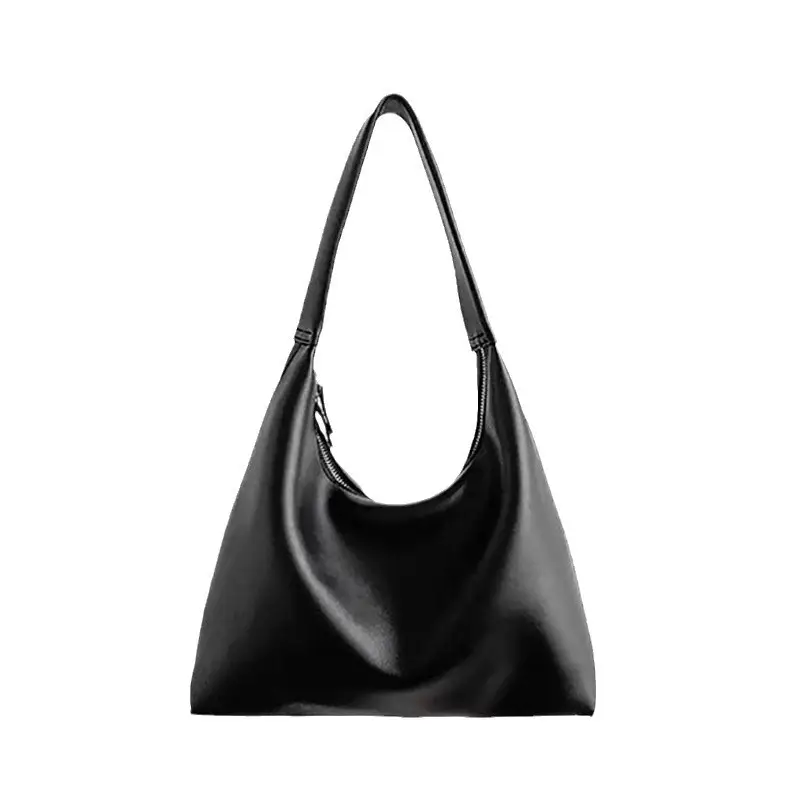 Soft Leather Retro Shoulder Bag in Milk Tea Color - Image 9