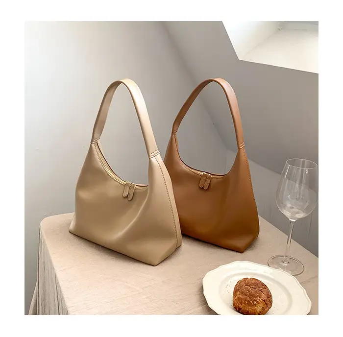 Soft Leather Retro Shoulder Bag in Milk Tea Color — feature 15