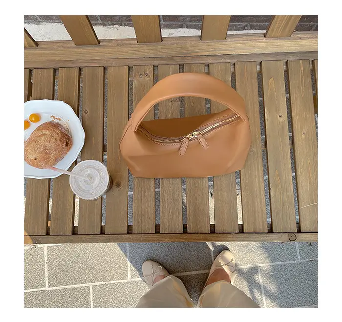 Soft Leather Retro Shoulder Bag in Milk Tea Color — feature 22