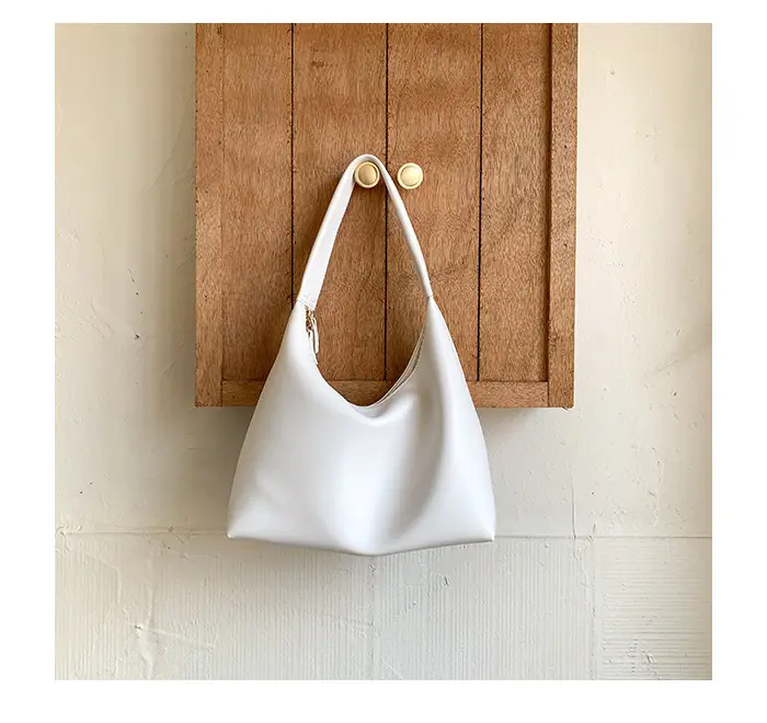 Soft Leather Retro Shoulder Bag in Milk Tea Color — feature 24