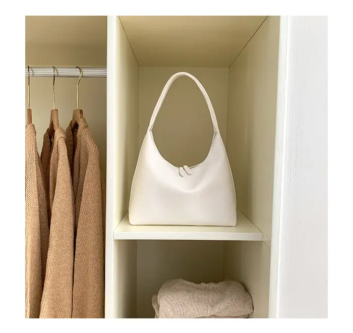 Soft Leather Retro Shoulder Bag in Milk Tea Color — feature 25