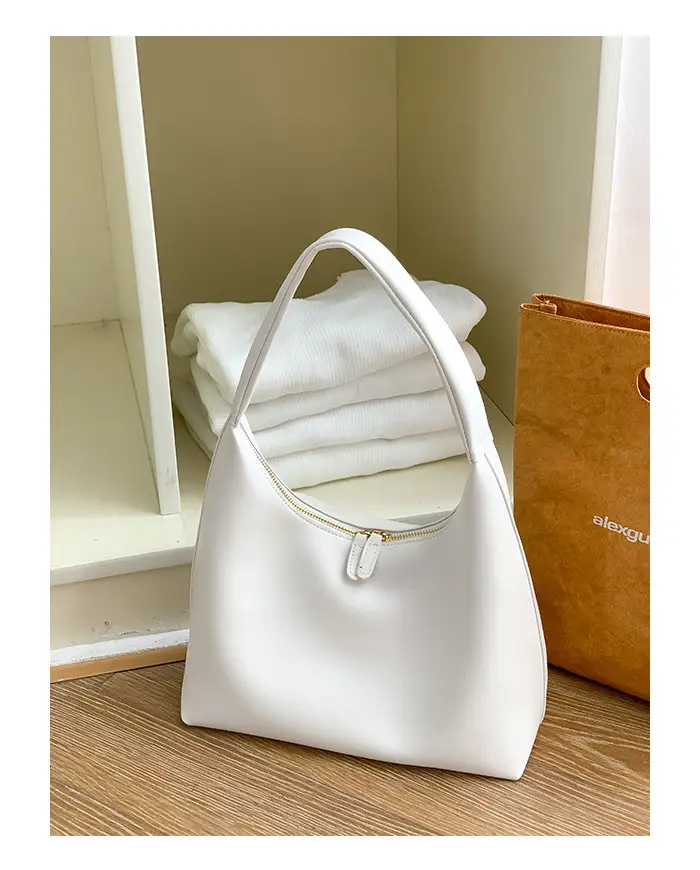 Soft Leather Retro Shoulder Bag in Milk Tea Color — feature 26
