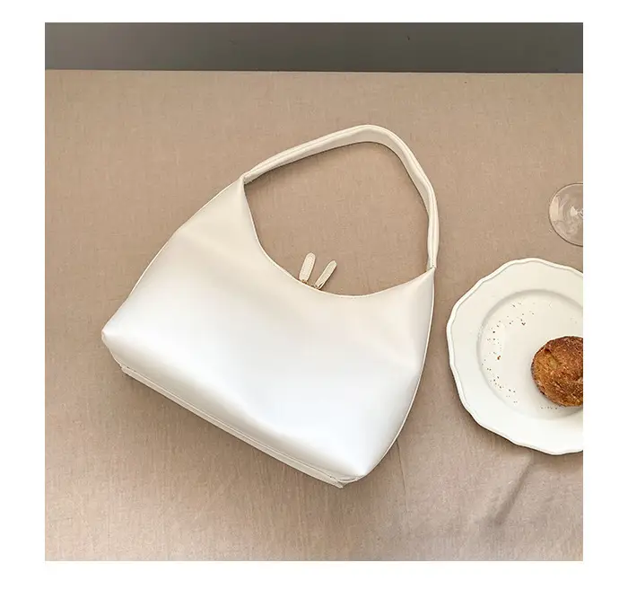 Soft Leather Retro Shoulder Bag in Milk Tea Color — feature 27