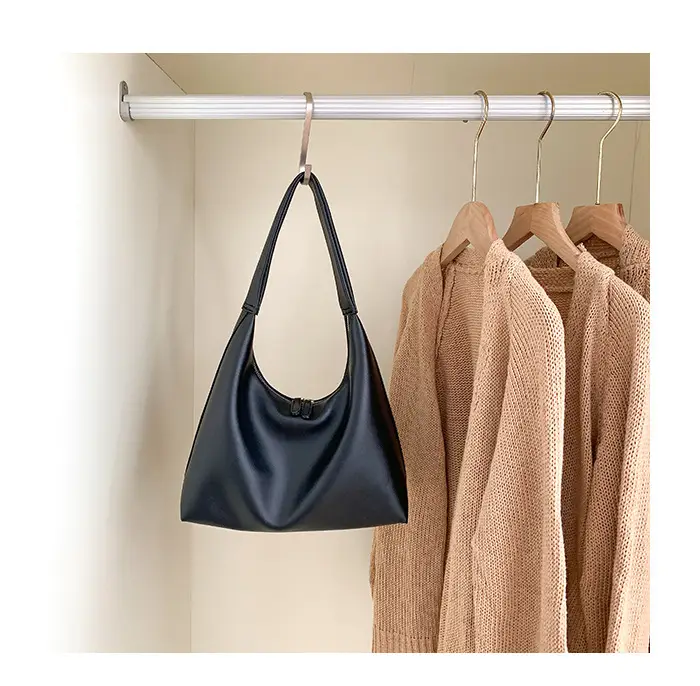 Soft Leather Retro Shoulder Bag in Milk Tea Color — feature 4