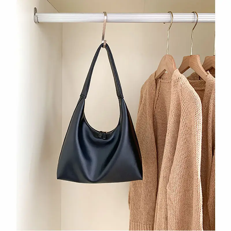 Soft Leather Retro Shoulder Bag in Milk Tea Color - Image 2