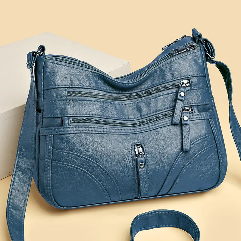 Silver Crossbody Shoulder Bag for Women with Leather Texture