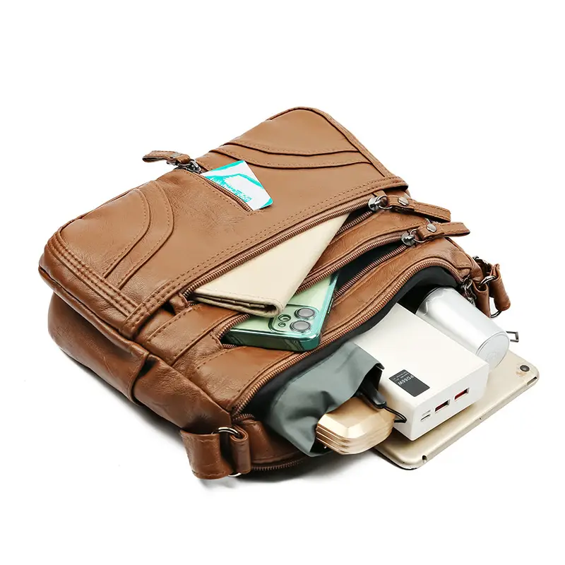 Silver Crossbody Shoulder Bag for Women with Leather Texture