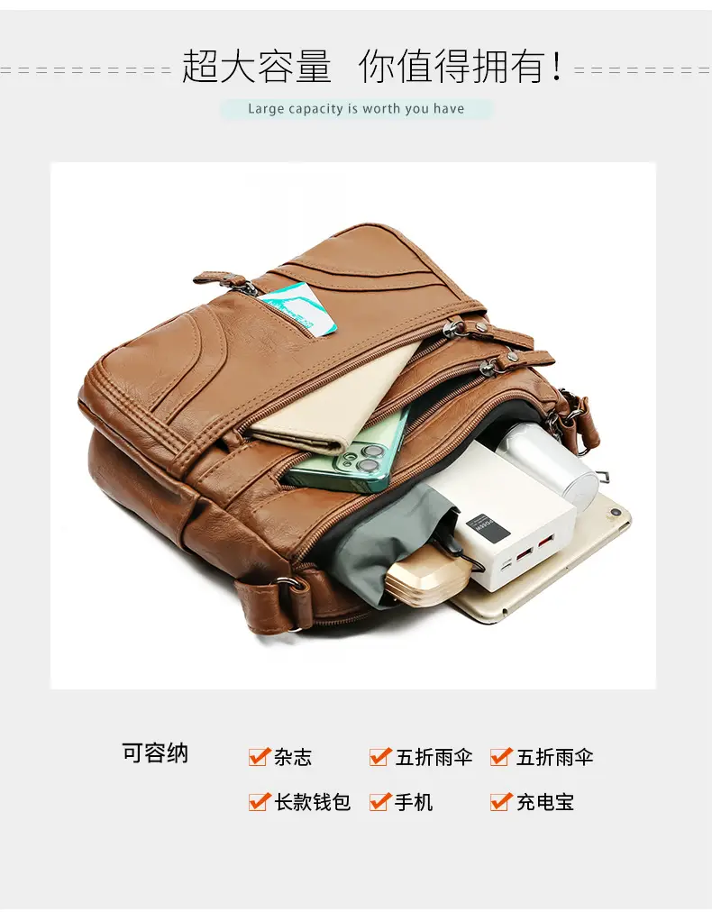 Silver Crossbody Shoulder Bag for Women with Leather Texture — feature 10