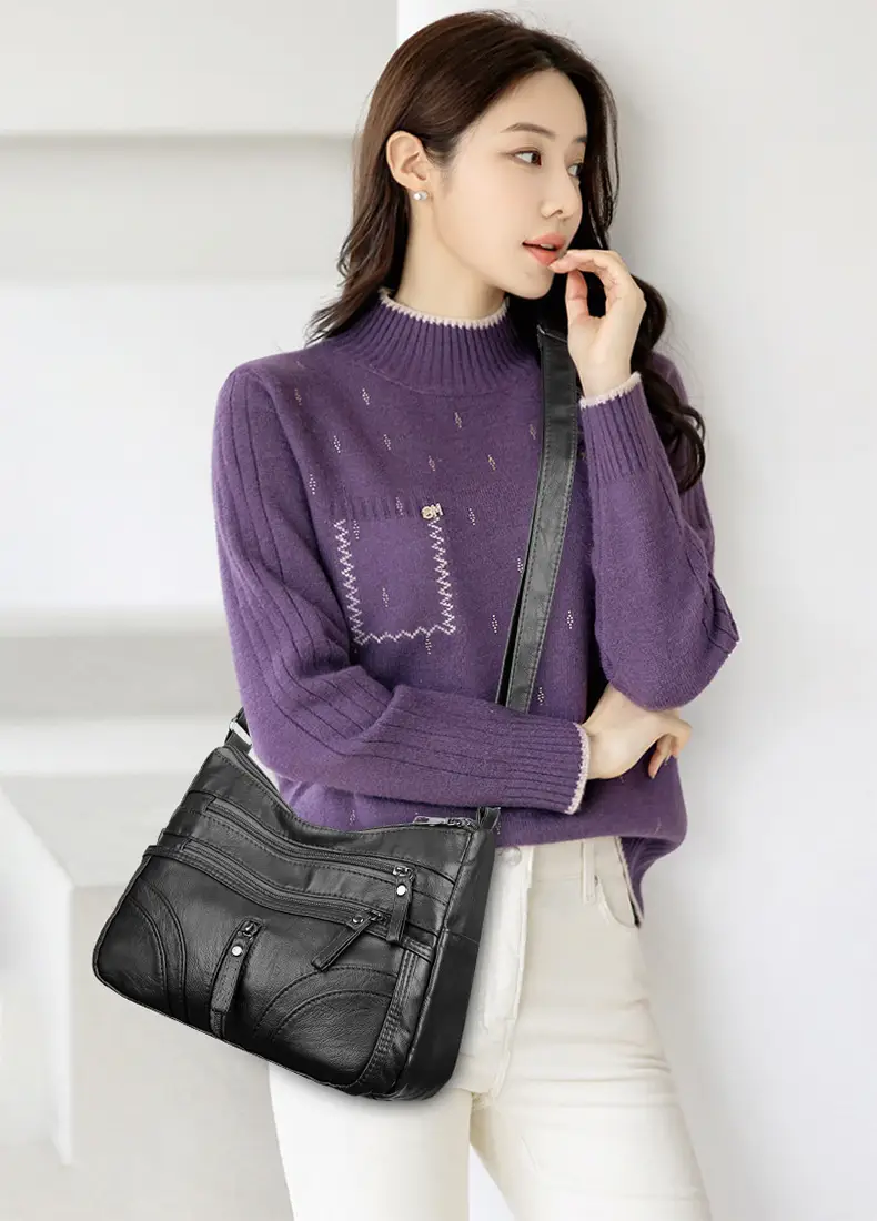 Silver Crossbody Shoulder Bag for Women with Leather Texture — feature 13