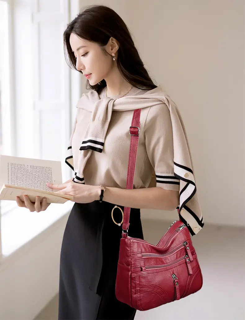 Silver Crossbody Shoulder Bag for Women with Leather Texture — feature 15