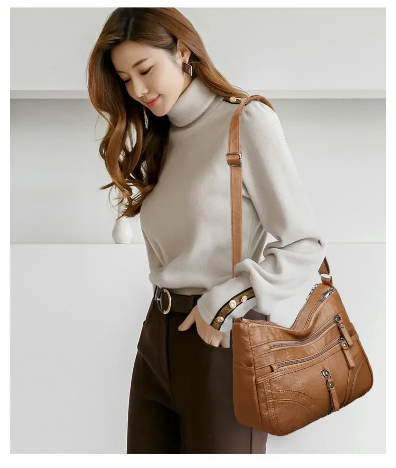 Silver Crossbody Shoulder Bag for Women with Leather Texture — feature 17