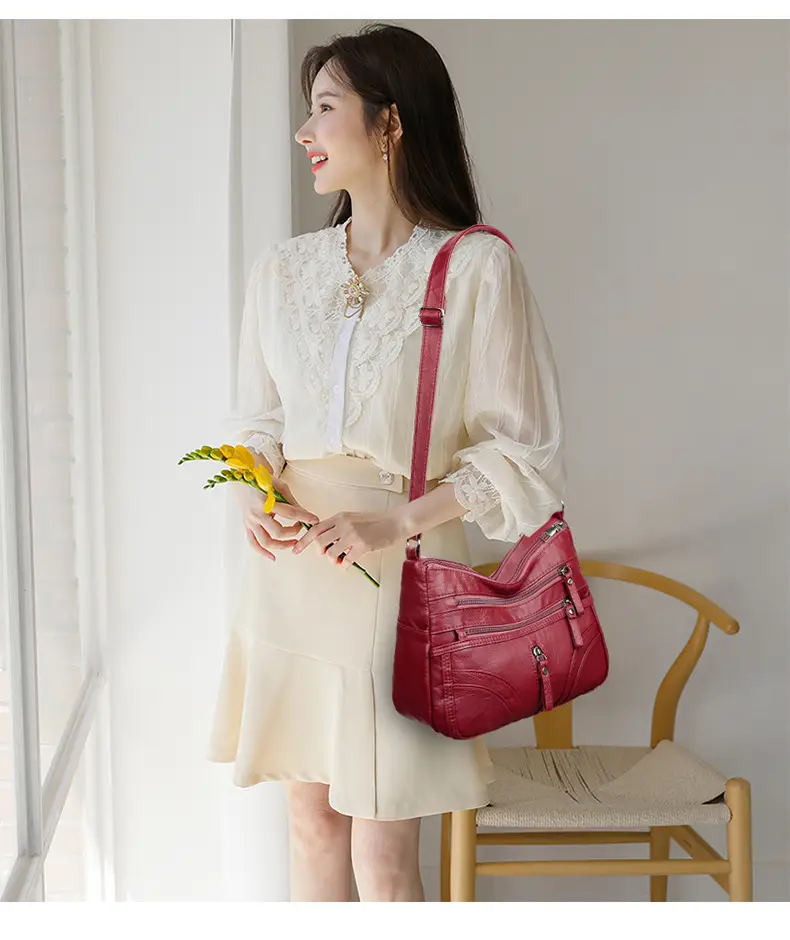 Silver Crossbody Shoulder Bag for Women with Leather Texture — feature 18