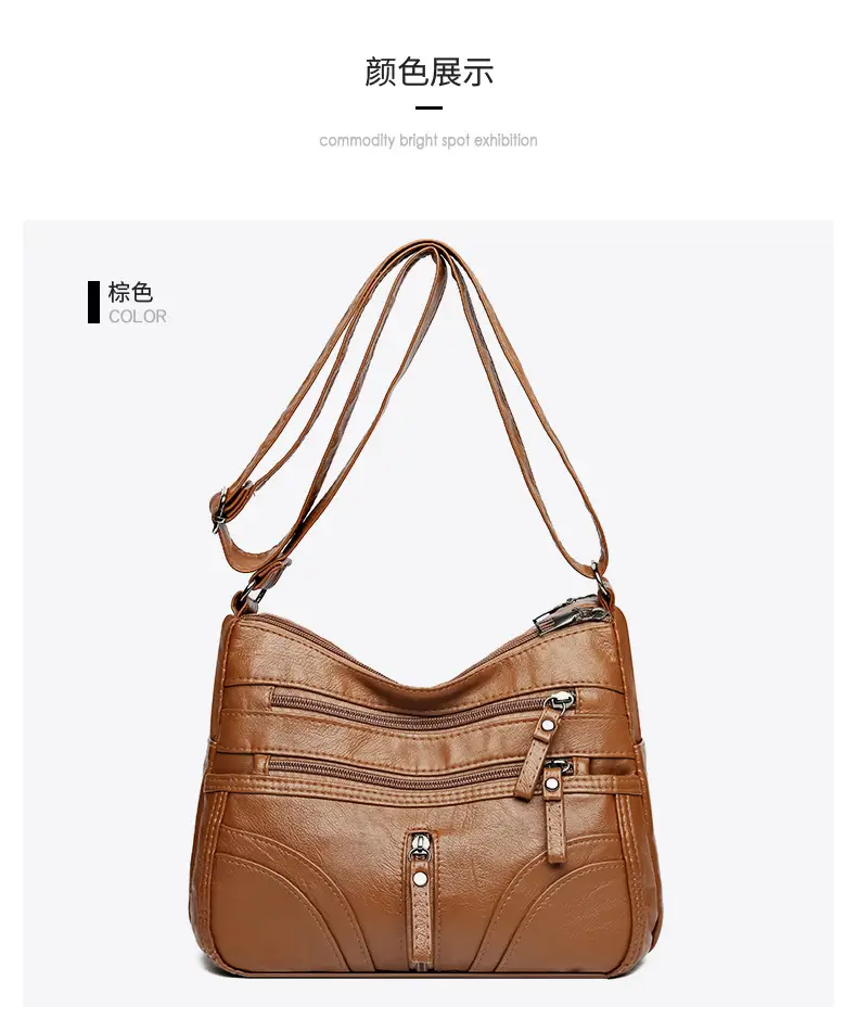Silver Crossbody Shoulder Bag for Women with Leather Texture — feature 19