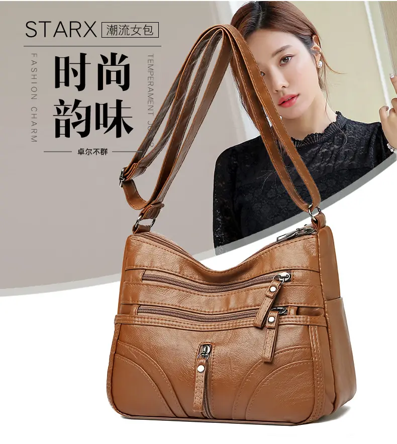 Silver Crossbody Shoulder Bag for Women with Leather Texture — feature 2