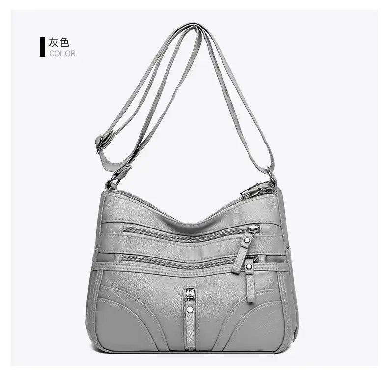 Silver Crossbody Shoulder Bag for Women with Leather Texture — feature 23