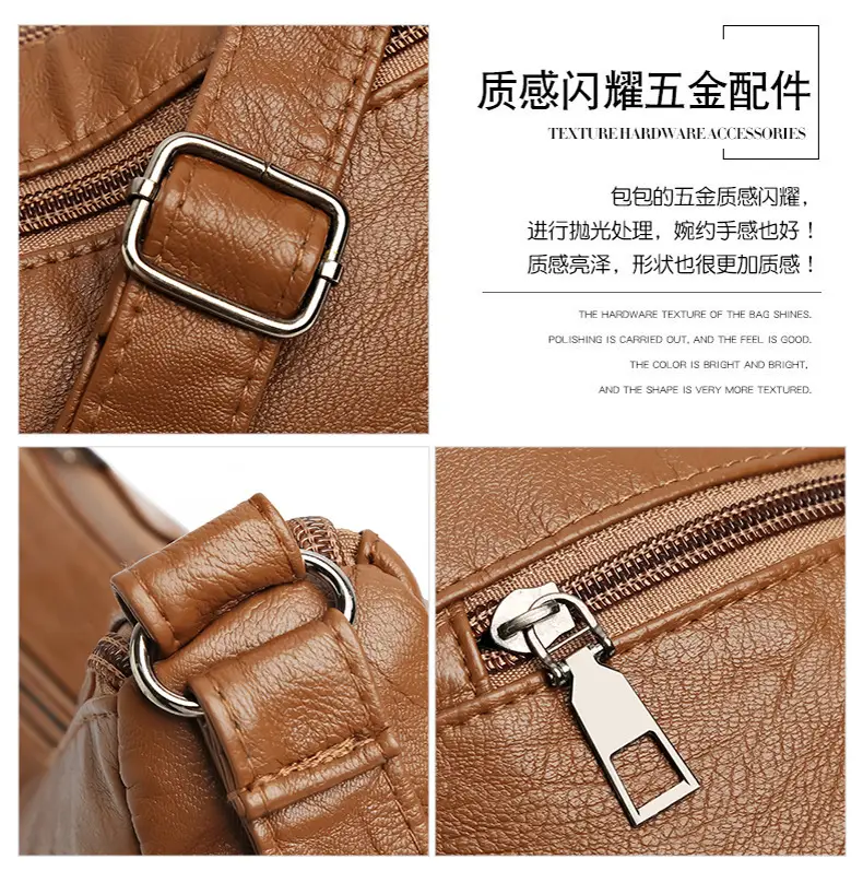 Silver Crossbody Shoulder Bag for Women with Leather Texture — feature 5