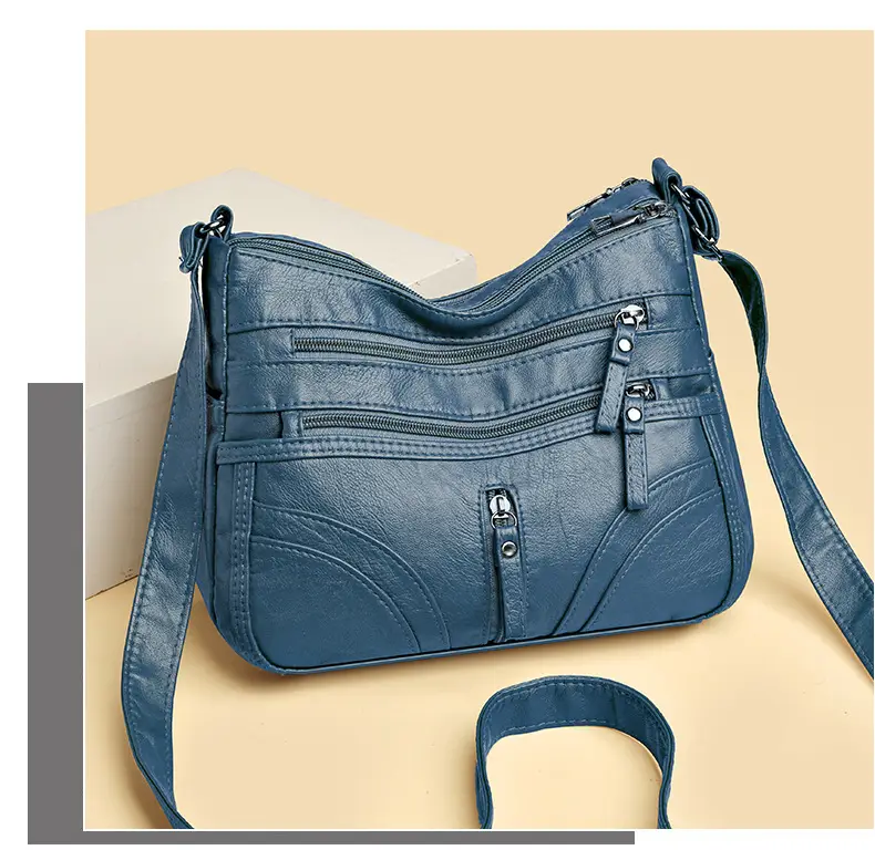 Silver Crossbody Shoulder Bag for Women with Leather Texture — feature 7