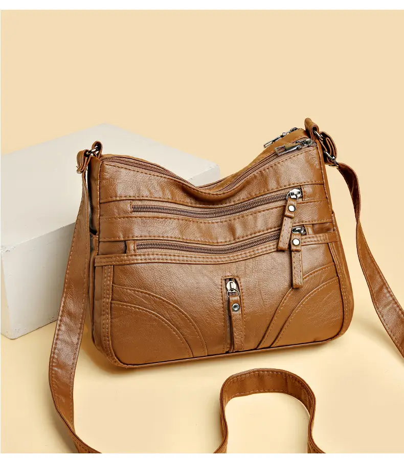 Silver Crossbody Shoulder Bag for Women with Leather Texture — feature 8