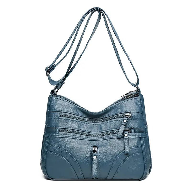 Silver Crossbody Shoulder Bag for Women with Leather Texture