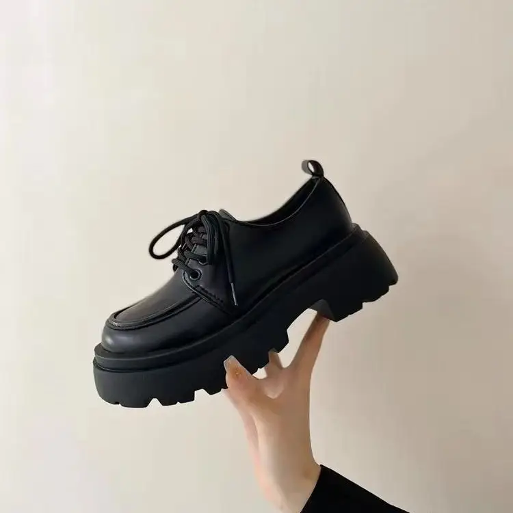 Thick-soled small leather shoes 2024 new spring and autumn retro British style jk shoes black versatile matching skirt loafers - Image 4