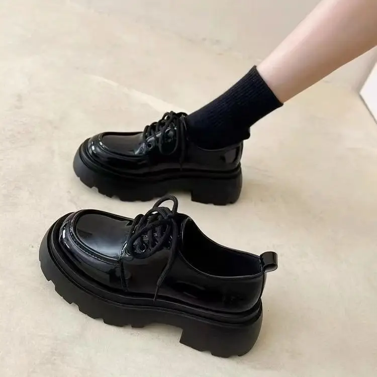 Thick-soled small leather shoes 2024 new spring and autumn retro British style jk shoes black versatile matching skirt loafers - Image 5