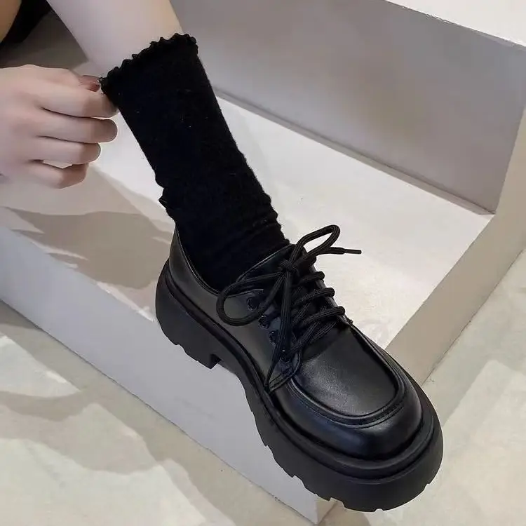 Thick-soled small leather shoes 2024 new spring and autumn retro British style jk shoes black versatile matching skirt loafers - Image 6