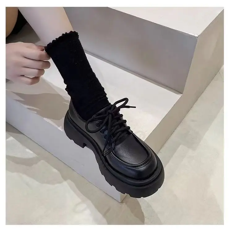 Thick-soled small leather shoes 2024 new spring and autumn retro British style jk shoes black versatile matching skirt loafers — feature 10