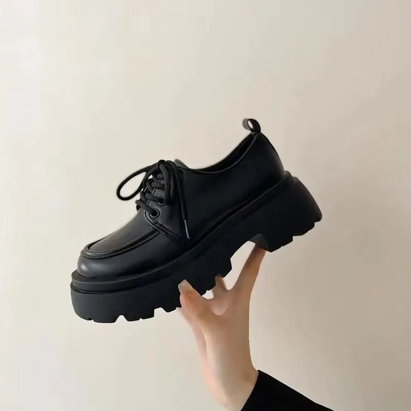 Thick-soled small leather shoes 2024 new spring and autumn retro British style jk shoes black versatile matching skirt loafers — feature 11