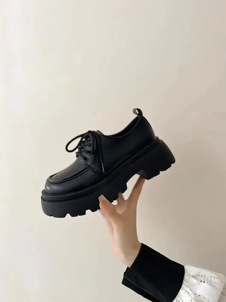 Thick-soled small leather shoes 2024 new spring and autumn retro British style jk shoes black versatile matching skirt loafers — feature 12