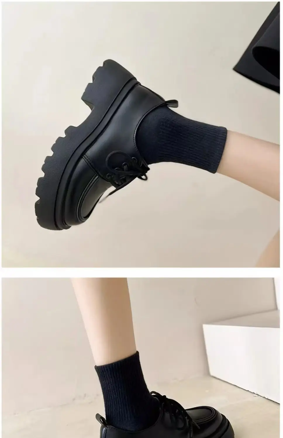 Thick-soled small leather shoes 2024 new spring and autumn retro British style jk shoes black versatile matching skirt loafers — feature 13
