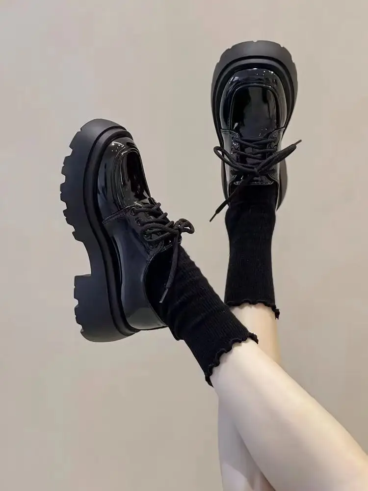 Thick-soled small leather shoes 2024 new spring and autumn retro British style jk shoes black versatile matching skirt loafers — feature 15