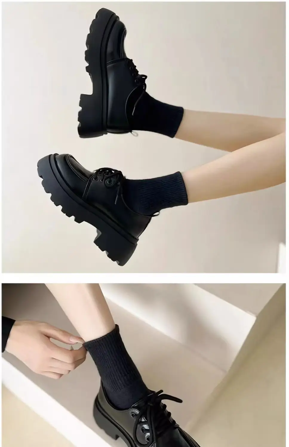 Thick-soled small leather shoes 2024 new spring and autumn retro British style jk shoes black versatile matching skirt loafers — feature 16