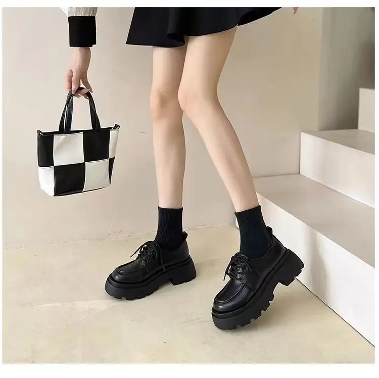 Thick-soled small leather shoes 2024 new spring and autumn retro British style jk shoes black versatile matching skirt loafers — feature 5
