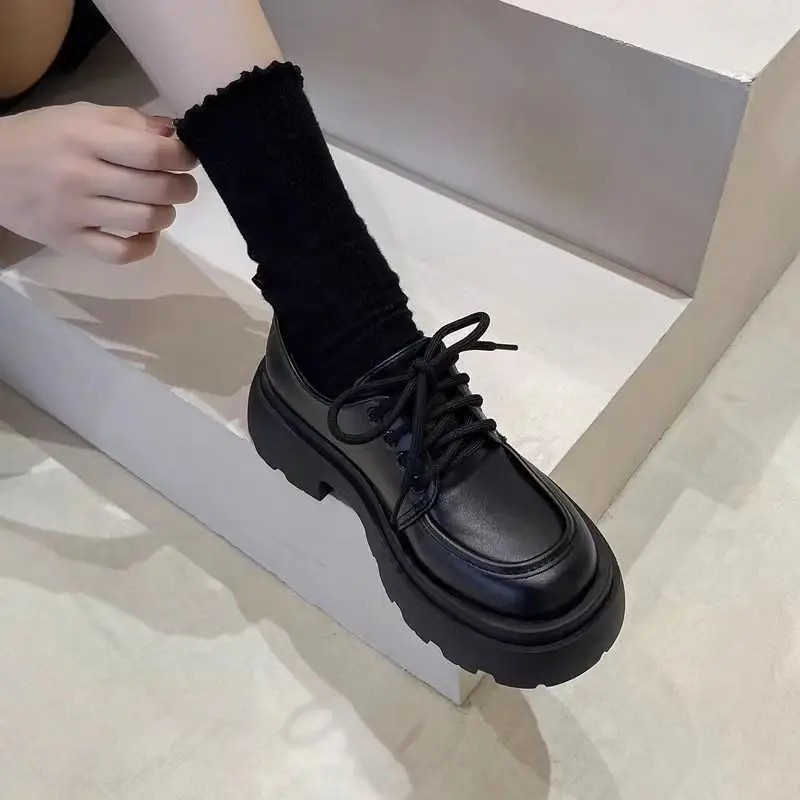 Thick-soled small leather shoes 2024 new spring and autumn retro British style jk shoes black versatile matching skirt loafers — feature 6