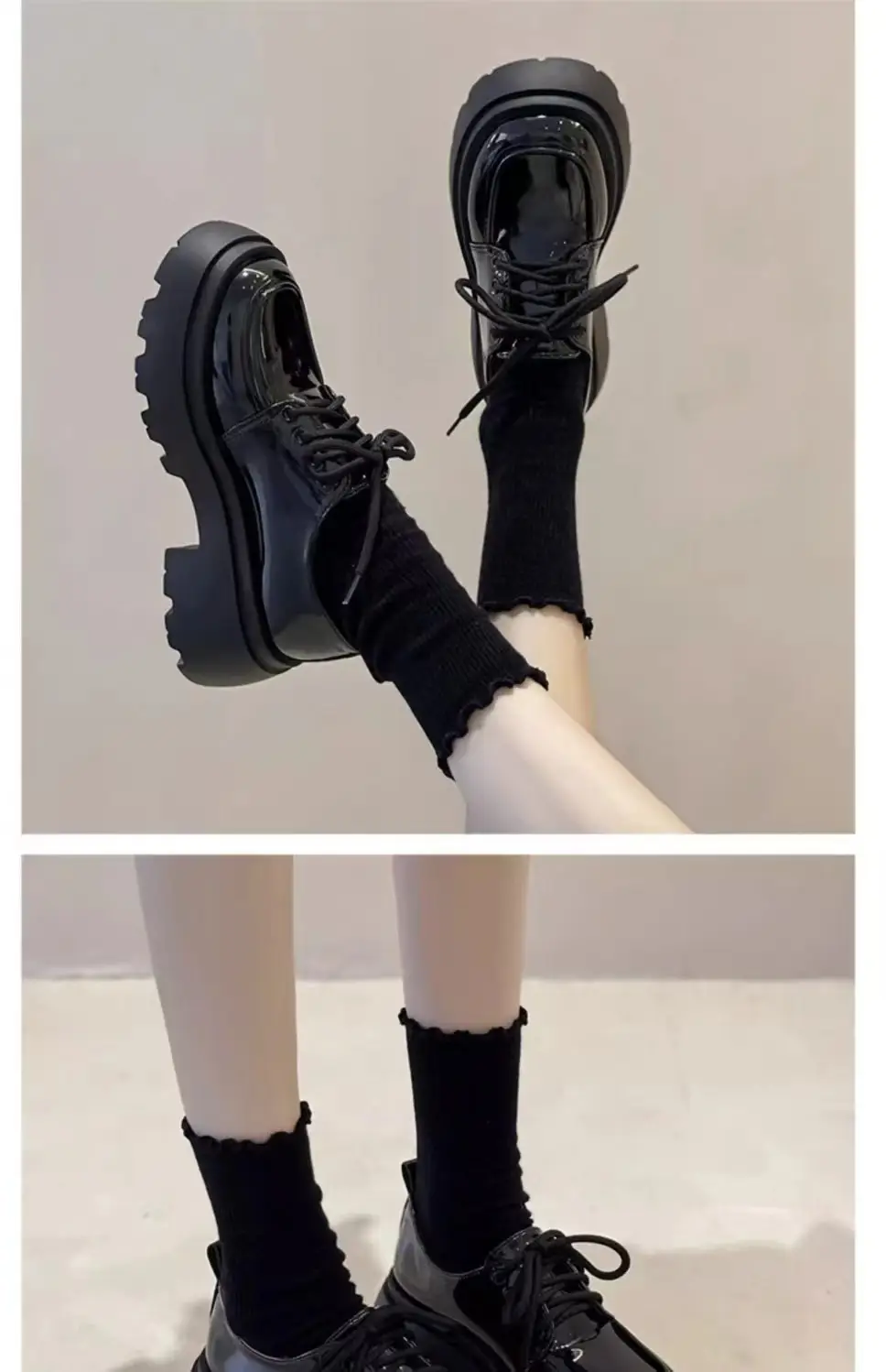 Thick-soled small leather shoes 2024 new spring and autumn retro British style jk shoes black versatile matching skirt loafers — feature 7