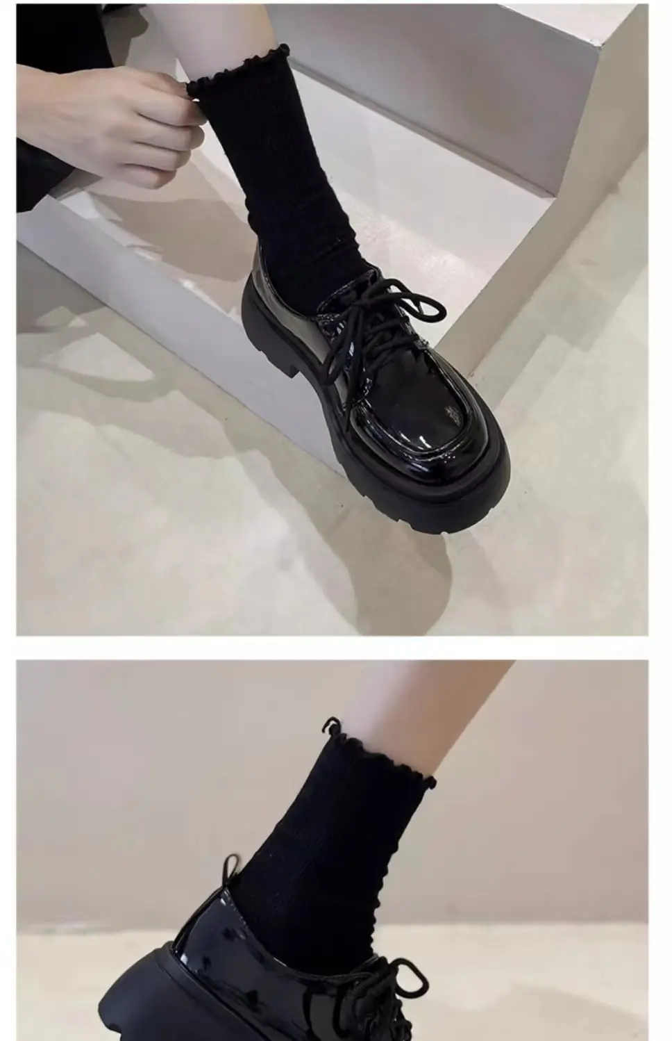 Thick-soled small leather shoes 2024 new spring and autumn retro British style jk shoes black versatile matching skirt loafers — feature 8