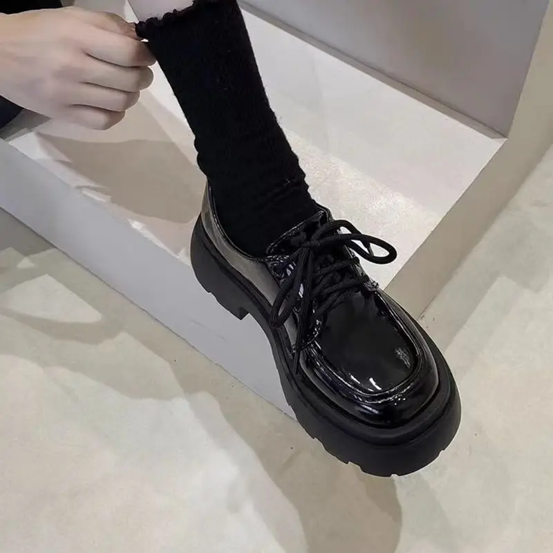Thick-soled small leather shoes 2024 new spring and autumn retro British style jk shoes black versatile matching skirt loafers - Image 2