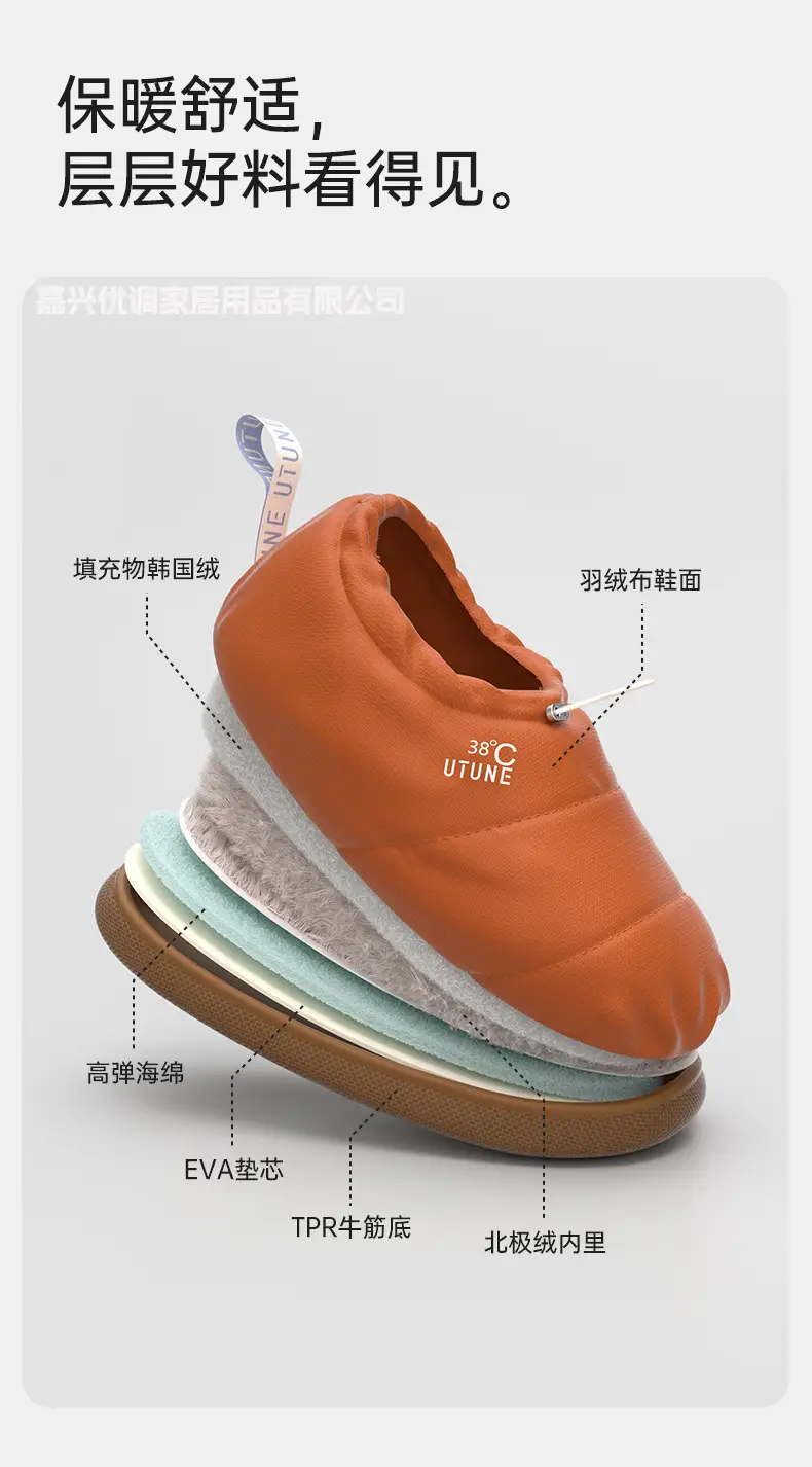 Premium Bread Shoes Cotton Shoes for Women, New Autumn and Winter Warm Home Cotton Slippers for Men, Closed Heel, Outdoor Wear, Non-Slip, Waterproof — feature 8