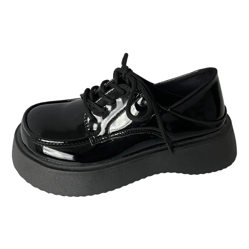 Women British Style Leather Shoes Black White Loafers 2024 - Image 8