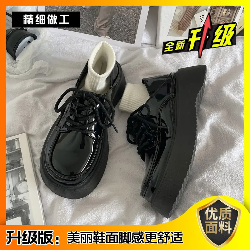 Women British Style Leather Shoes Black White Loafers 2024 - Image 2