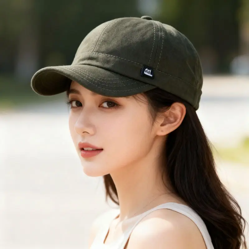 Men's Black Baseball Cap Short Bristle Olive Green - Image 6