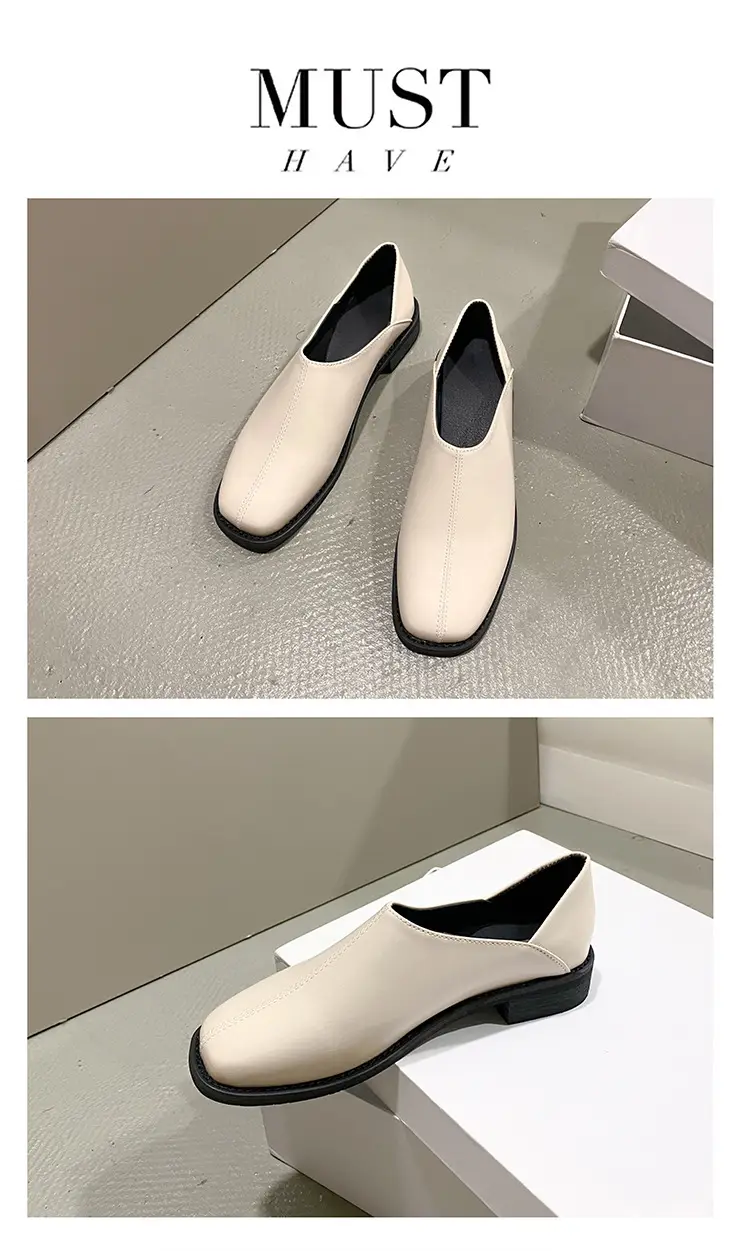 Deep Mouth Women's Loafers 2024 Retro Soft Leather Flat Bottom Plaid Casual Heel Covering Low Heel Single Shoes Two-Wear — feature 15