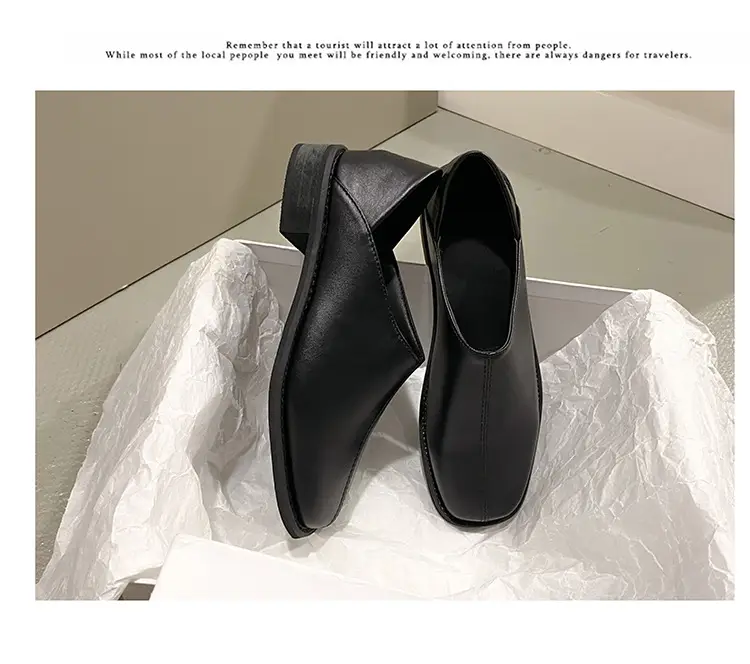 Deep Mouth Women's Loafers 2024 Retro Soft Leather Flat Bottom Plaid Casual Heel Covering Low Heel Single Shoes Two-Wear — feature 18