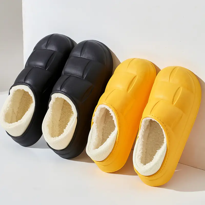 New EVA Waterproof Foot Cotton Slippers Bag with Women's Slippers Men's Autumn and Winter Indoor Home Popular Internet Warm Outer Wear Slippers