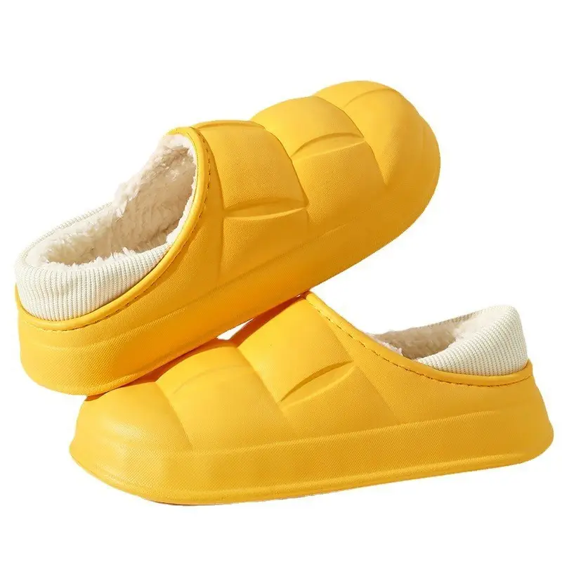 New EVA Waterproof Foot Cotton Slippers Bag with Women's Slippers Men's Autumn and Winter Indoor Home Popular Internet Warm Outer Wear Slippers