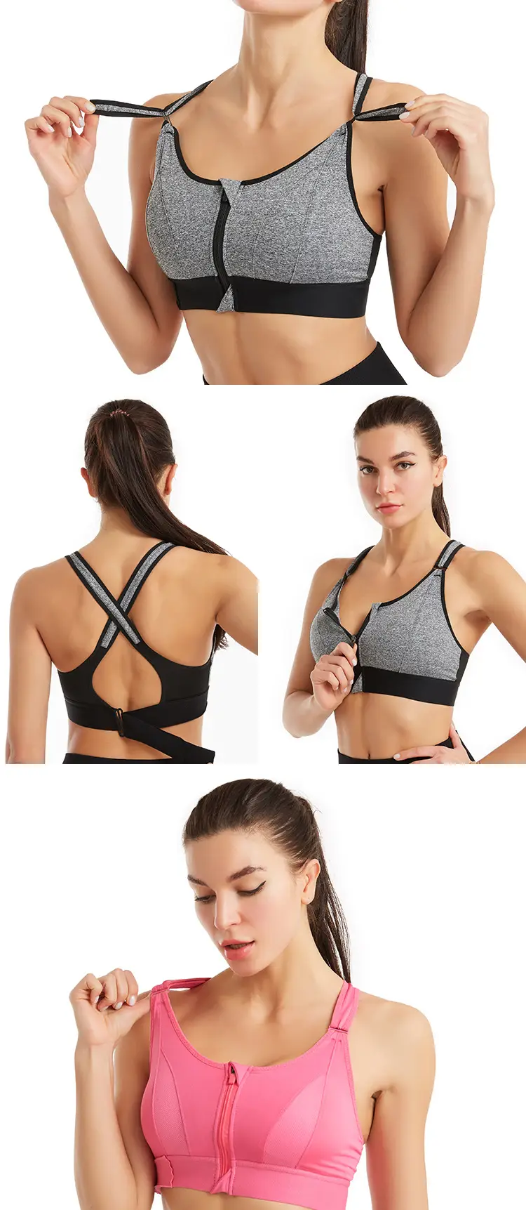 Adjustable Pink Sports Bra with Shockproof Design — feature 7